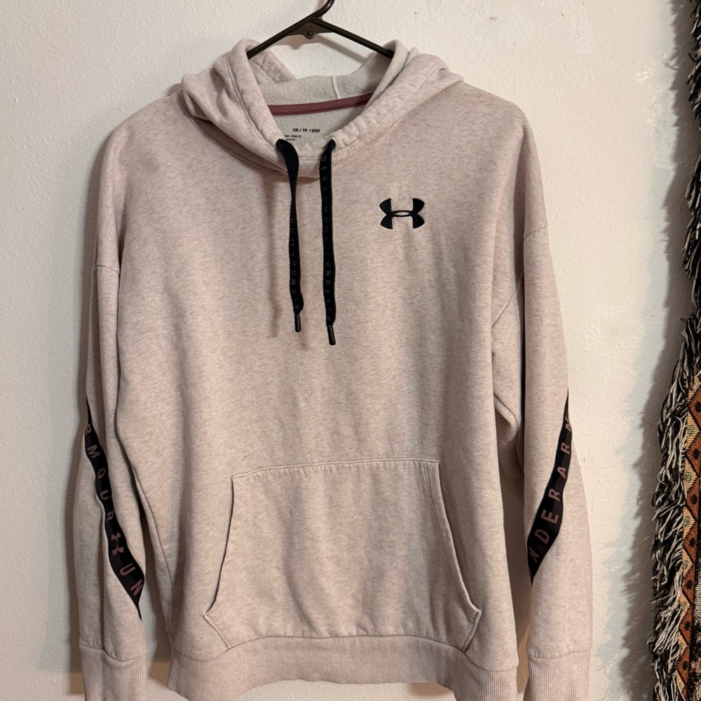 ❄️ Under Armour • Light Pink Hoodie with Black Stripe • Womens XS